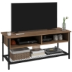 MOBILE PORTA TV FINO 48" STILE INDUSTRIALE IN LEGNO E ACCIAIO, 110X40X48CM, MARRONE E NERO