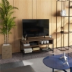 MOBILE PORTA TV FINO 48" STILE INDUSTRIALE IN LEGNO E ACCIAIO, 110X40X48CM, MARRONE E NERO