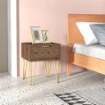 COMODINI MODERNI SET 2 PEZZI IN TRUCIOLATO E ACCIAIO CON CASSETTO, 39.5X41X49 CM, MARRONE