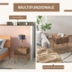 COMODINI MODERNI SET 2 PEZZI IN TRUCIOLATO E ACCIAIO CON CASSETTO, 39.5X41X49 CM, MARRONE