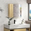 MOBILE DA BAGNO CON SPECCHIO E 4 RIPIANI INTERNI, IN TRUCIOLATO, 60X15X60CM, COLOR LEGNO