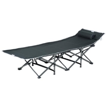 LETTINO DA CAMPEGGIO PIEGHEVOLE E IMBOTTITO CON TASCA PORTAOGGETTI, 188X64.5X53 CM, GRIGIO