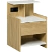 COMODINO MODERNO CON 2 PRESE, 2 PORTE USB E CASSETTO IN TRUCIOLATO, 40X40X60CM, COLOR LEGNO