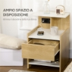 COMODINO MODERNO CON 2 PRESE, 2 PORTE USB E CASSETTO IN TRUCIOLATO, 40X40X60CM, COLOR LEGNO