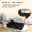 GABBIA PER CONIGLI A 2 PORTE CON VASSOIO RIMOVIBILE, IN METALLO E PLASTICA PP, 100X55X41 CM, NERO E ARGENTO