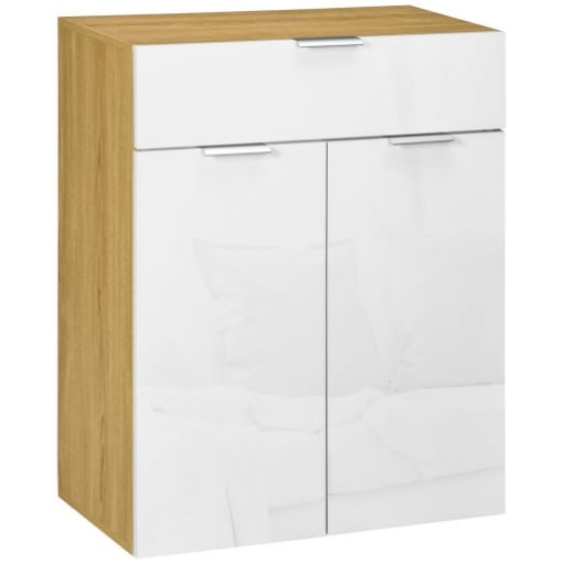 MOBILE PER SOGGIORNO CON ARMADIETTO E CASSETTO, RIPIANI REGOLABILI SU 3 LIVELLI 70X35X92CM, BIANCO