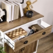 MOBILE MULTIUSO IN TRUCIOLATO CON ARMADIETTO E CASSETTO IN STILE RUSTICO, 78.5X39X89.4CM, BIANCO