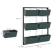 ORTO VERTICALE A 3 LIVELLI CON 6 VASI IN ACCIAIO E PLASTICA, 52X14X66CM, VERDE SCURO