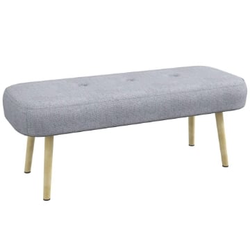 PANCA IMBOTTITA FONDO LETTO IN TESSUTO CON GAMBE IN ACCIAIO EFFETTO LEGNO, 114X38X45CM, GRIGIO