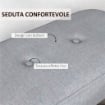 PANCA IMBOTTITA FONDO LETTO IN TESSUTO CON GAMBE IN ACCIAIO EFFETTO LEGNO, 114X38X45CM, GRIGIO