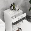 MOBILETTO BAGNO IN MDF CON CASSETTO E ARMADIETTO CON RIPIANO INTERNO REGOLABILE, 37X32.5X79 CM, BIANCO