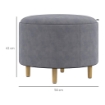 POUF CONTENITORE VELLUTATO DA 120 KG MAX CON VASSOIO A RIBALTA, IN MDF E ROVERE, 56X56X42 CM, GRIGIO