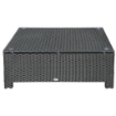 TAVOLINO DA ESTERNI IN RATTAN PE CON PIANO IN VETRO TEMPERATO, 85X50X39CM, NERO