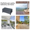 TAVOLINO DA ESTERNI IN RATTAN PE CON PIANO IN VETRO TEMPERATO, 85X50X39CM, NERO