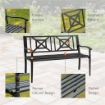 PANCHINA DA GIARDINO IN ACCIAIO A 2 POSTI CON SCHIENALE ALTO E BRACCIOLI, 128X62.5X81.5 CM, NERO