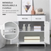 MOBILETTO BAGNO CON 2 ANTE, 2 CASSETTI E RIPIANO REGOLABILE, IN MDF, 68X33X76CM