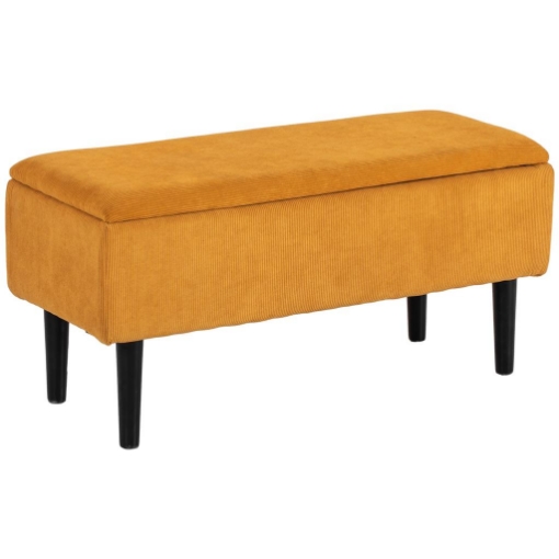 PANCA FONDOLETTO IN POLIESTERE E LEGNO PER CAMERA DA LETTO E INGRESSO, 95X38X45 CM, ARANCIONE