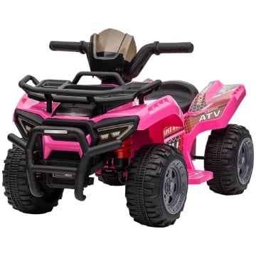 QUAD ELETTRICO PER BAMBINI 18-36 MESI CON BATTERIA RICARICABILE 6V, IN METALLO E PP, 70X42X45 CM, ROSA