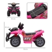 QUAD ELETTRICO PER BAMBINI 18-36 MESI CON BATTERIA RICARICABILE 6V, IN METALLO E PP, 70X42X45 CM, ROSA