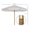 OMBRELLONE DA GIARDINO CON DOPPIO TETTUCCIO, IN LEGNO DI BAMBÙ E POLIESTERE, Ø325X250 CM, CREMA