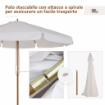 OMBRELLONE DA GIARDINO CON DOPPIO TETTUCCIO, IN LEGNO DI BAMBÙ E POLIESTERE, Ø325X250 CM, CREMA