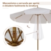 OMBRELLONE DA GIARDINO CON DOPPIO TETTUCCIO, IN LEGNO DI BAMBÙ E POLIESTERE, Ø325X250 CM, CREMA
