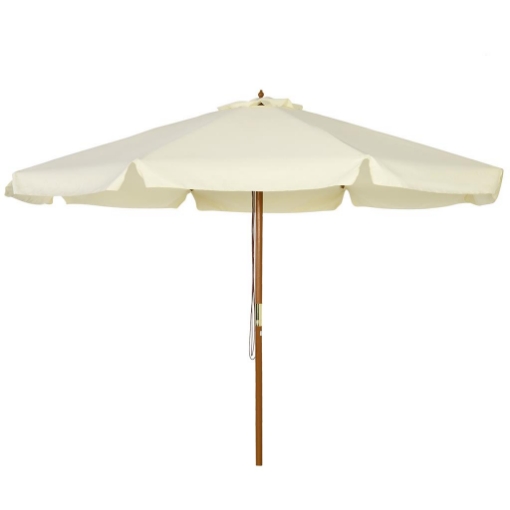 OMBRELLONE DA GIARDINO CON DOPPIO TETTUCCIO, IN LEGNO DI BAMBÙ E POLIESTERE, Ø325X250 CM, BEIGE
