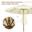 OMBRELLONE DA GIARDINO CON DOPPIO TETTUCCIO, IN LEGNO DI BAMBÙ E POLIESTERE, Ø325X250 CM, BEIGE
