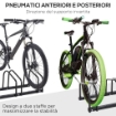 RASTRELLIERA PORTABICICLETTE PARCHEGGIO PER 6 BICICLETTE IN ACCIAIO, 179X33X27 CM, NERO