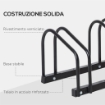 RASTRELLIERA PORTABICICLETTE PARCHEGGIO PER 6 BICICLETTE IN ACCIAIO, 179X33X27 CM, NERO