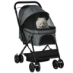 PASSEGGINO PER CANI PICCOLI PIEGHEVOLE CON MANIGLIONE GIREVOLE E CESTINO PORTAOGGETTI, 76.5X52X95 CM, GRIGIO