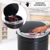 PATTUMIERA AUTOMATICA CON SENSORE A INFRAROSSI E CAPACITÀ 50L, ACCIAIO INOX E PLASTICA, NERO, 30.5X30.5X81.5CM