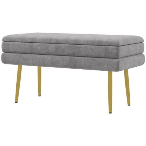 PANCA FONDO LETTO CON SPAZIO PORTAOGGETTI, IN ACCIAIO E POLIESTERE, 79.5X37.5X43 CM, GRIGIA