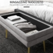 PANCA FONDO LETTO CON SPAZIO PORTAOGGETTI, IN ACCIAIO E POLIESTERE, 79.5X37.5X43 CM, GRIGIA