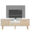 MOBILE TV BASSO PER TV MAX 46" CON RIPIANO APERTO, CASSETTO E 2 ARMADIETTI, IN TRUCIOLATO E PINO, 140X40X55.3 CM