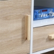 MOBILE TV BASSO PER TV MAX 46" CON RIPIANO APERTO, CASSETTO E 2 ARMADIETTI, IN TRUCIOLATO E PINO, 140X40X55.3 CM