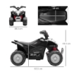 QUAD ELETTRICO PER BAMBINI 18-36 MESI CON LUCI LED, CLACSON E PEDALI, 65.5X38.5X43.5 CM, NERO