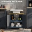 MOBILE SOTTOLAVABO IN TRUCIOLATO E MDF A 2 ANTE CON RIPIANO INTERNO REGOLABILE, 60X30X60 CM, GRIGIO