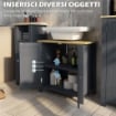 MOBILE SOTTOLAVABO IN TRUCIOLATO E MDF A 2 ANTE CON RIPIANO INTERNO REGOLABILE, 60X30X60 CM, GRIGIO