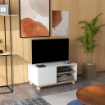 MOBILE TV 42" MAX CON 2 RIPIANI APERTI E ANTA E RUOTE, IN TRUCIOLATO, 80X45X39.5 CM, BIANCO