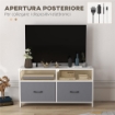 MOBILE TV 45" MAX IN MDF E TESSUTO NON TESSUTO CON 2 CASSETTI E 2 RIPIANI, 100X30X53 CM, BIANCO E GRIGIO