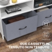 MOBILE TV 45" MAX IN MDF E TESSUTO NON TESSUTO CON 2 CASSETTI E 2 RIPIANI, 100X30X53 CM, BIANCO E GRIGIO