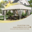 TETTO PER GAZEBO 4X3 M A 2 LIVELLI IN POLIESTERE CON 10 FORI DI DRENAGGIO, 395X297 CM, CREMA