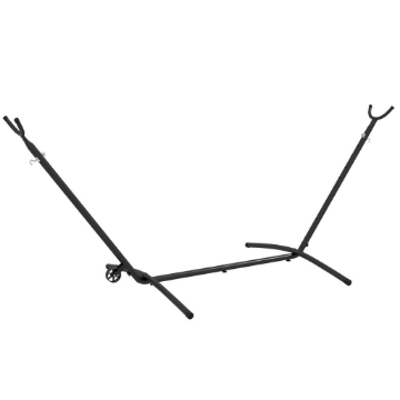 SUPPORTO PER AMACA DA 330 CM MAX CON 6 FORI E ROTELLE, IN METALLO, 290X120X115 CM, NERO