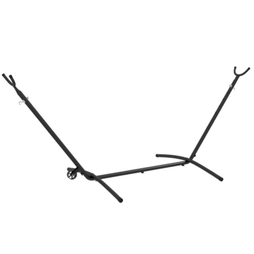 SUPPORTO PER AMACA DA 330 CM MAX CON 6 FORI E ROTELLE, IN METALLO, 290X120X115 CM, NERO