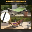 SUPPORTO PER AMACA DA 330 CM MAX CON 6 FORI E ROTELLE, IN METALLO, 290X120X115 CM, NERO