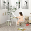 SET TAVOLO E SEDIE PER BAMBINI 2-5 ANNI, 3 PEZZI IN MDF E LEGNO DI PINO CON DESIGN A FIORI, GIALLO E BIANCO