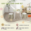 SET TAVOLO E SEDIE PER BAMBINI 2-5 ANNI, 3 PEZZI IN MDF E LEGNO DI PINO CON DESIGN A FIORI, GIALLO E BIANCO