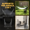 SUPPORTO PER AMACA 120KG MAX CON AMACA E BORSA INCLUSE, IN METALLO, 263X89X100 CM, NERO E BIANCO