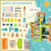 SUPERMERCATO GIOCATTOLO PER BAMBINI 3-6 ANNI CON CASSA E ACCESSORI, DESIGN PIEGHEVOLE A TROLLEY